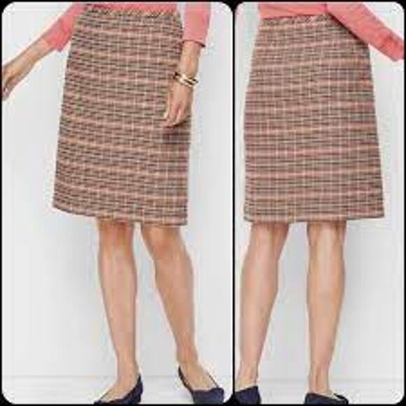 Talbots Recycled Wool Skirt Pink Plaid A-Line Fall Winter Women 10 - Picture 1 of 12